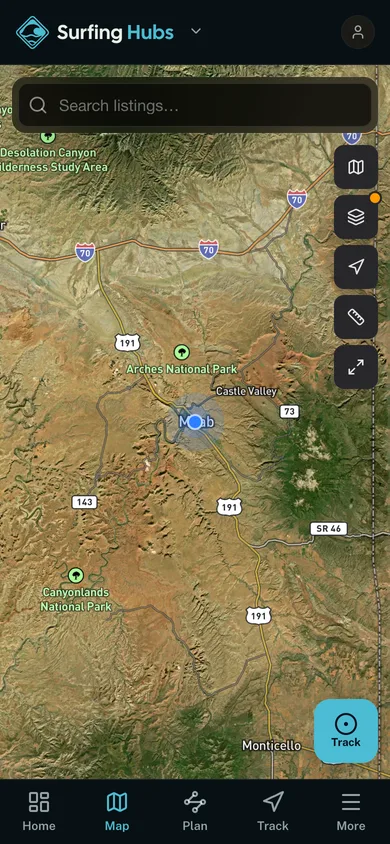 The GoHubs app showing a detailed map