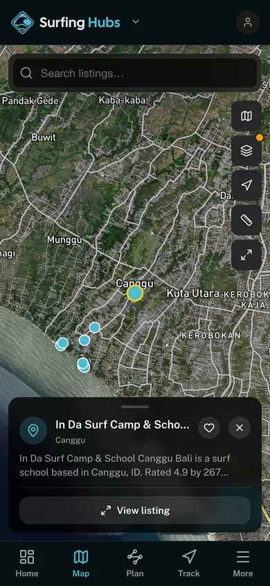 A listing open on the map in the GoHubs app